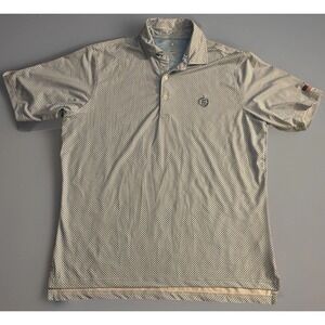 Fairway & Greene Short Sleeve Polo Shirt Blue Diamond USA Flag Logo Large JBHS
